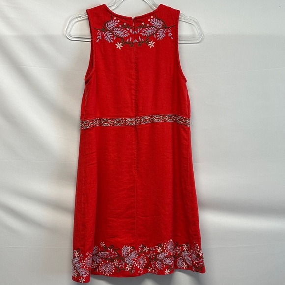NWT Anthropologie Aiko Embroidered Red Linen Blend Shift Dress Women's 0 - Picture 5 of 6